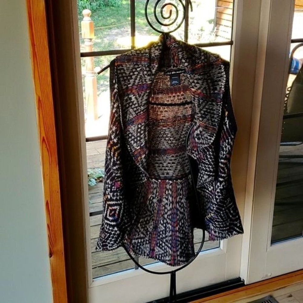 United States Sweaters Sz L Boho Fall Multicolored Collared Heavier Vest